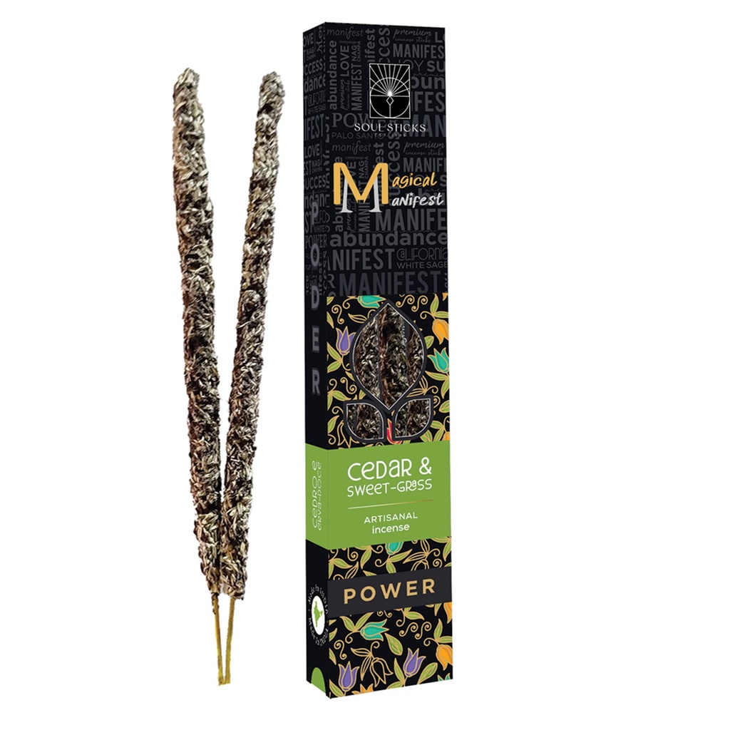 [14657] Magical Manifest Power: Cedar & Sweetgrass Artisanal Incense Sticks