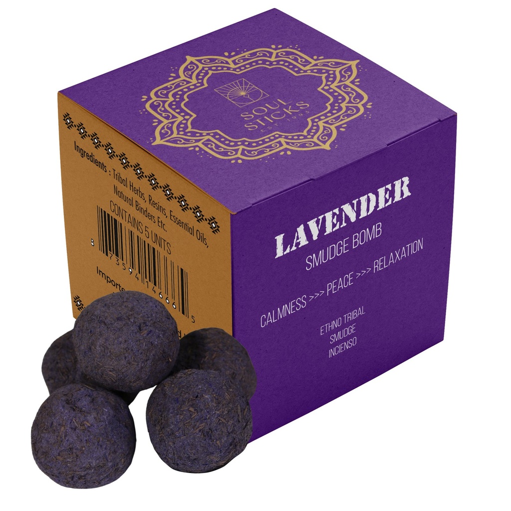 [14660] Lavender Smudge Bombs w/ Burner – Pack of 5