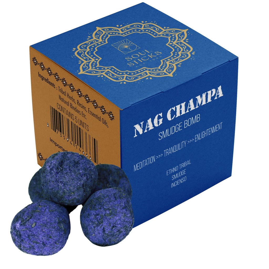 [14664] Nag Champa Smudge Bombs w/ Burner – Pack of 5