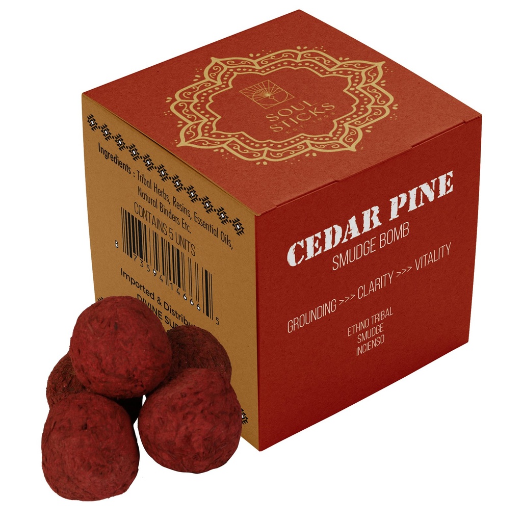 [14666] Cedar & Pine Smudge Bombs w/ Burner – Pack of 5