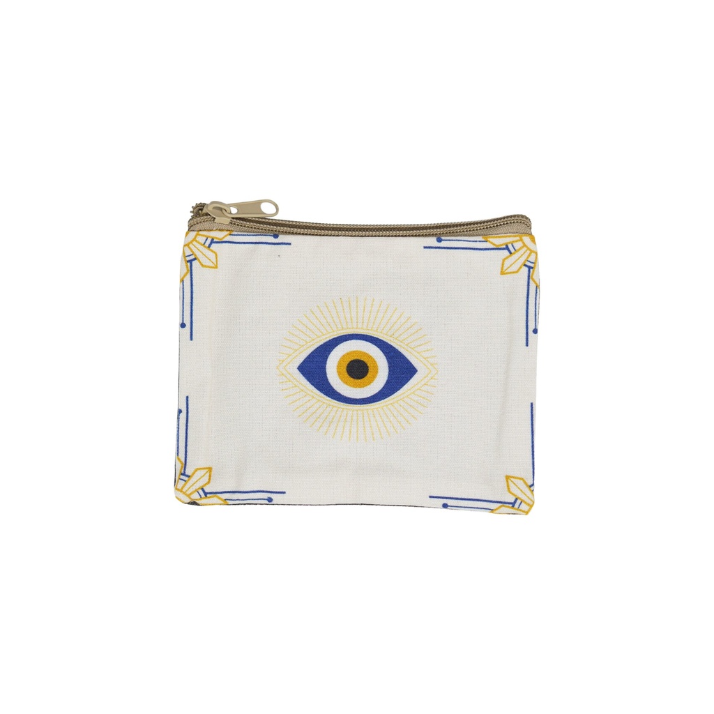 [14737] Evil Eye White Cosmetic Purse – 6" x 4.5"