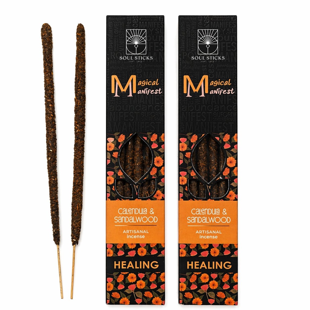 [14801] Magical Manifest Power: Calendula & Sandalwood Healing Artisanal Incense Sticks