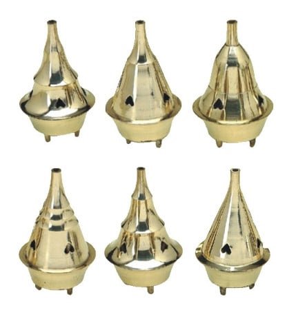 [1610] Brass Incense Cone Burners – 3.5" / Set of 6