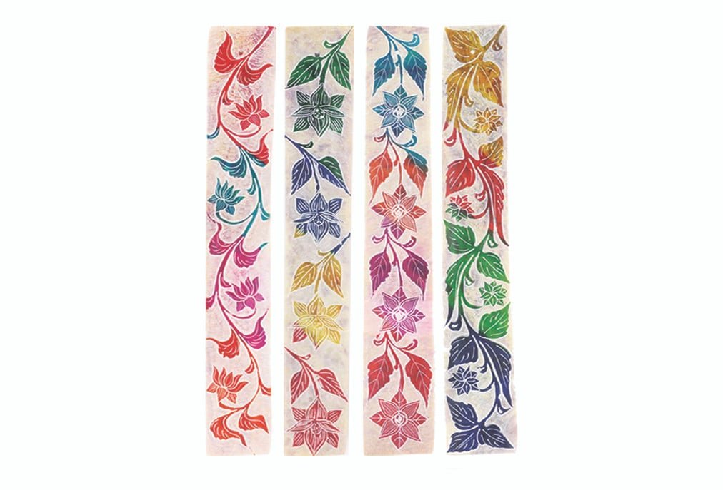 [17564] Natural Soapstone Flower Ash Catchers – 10" / Set of 4
