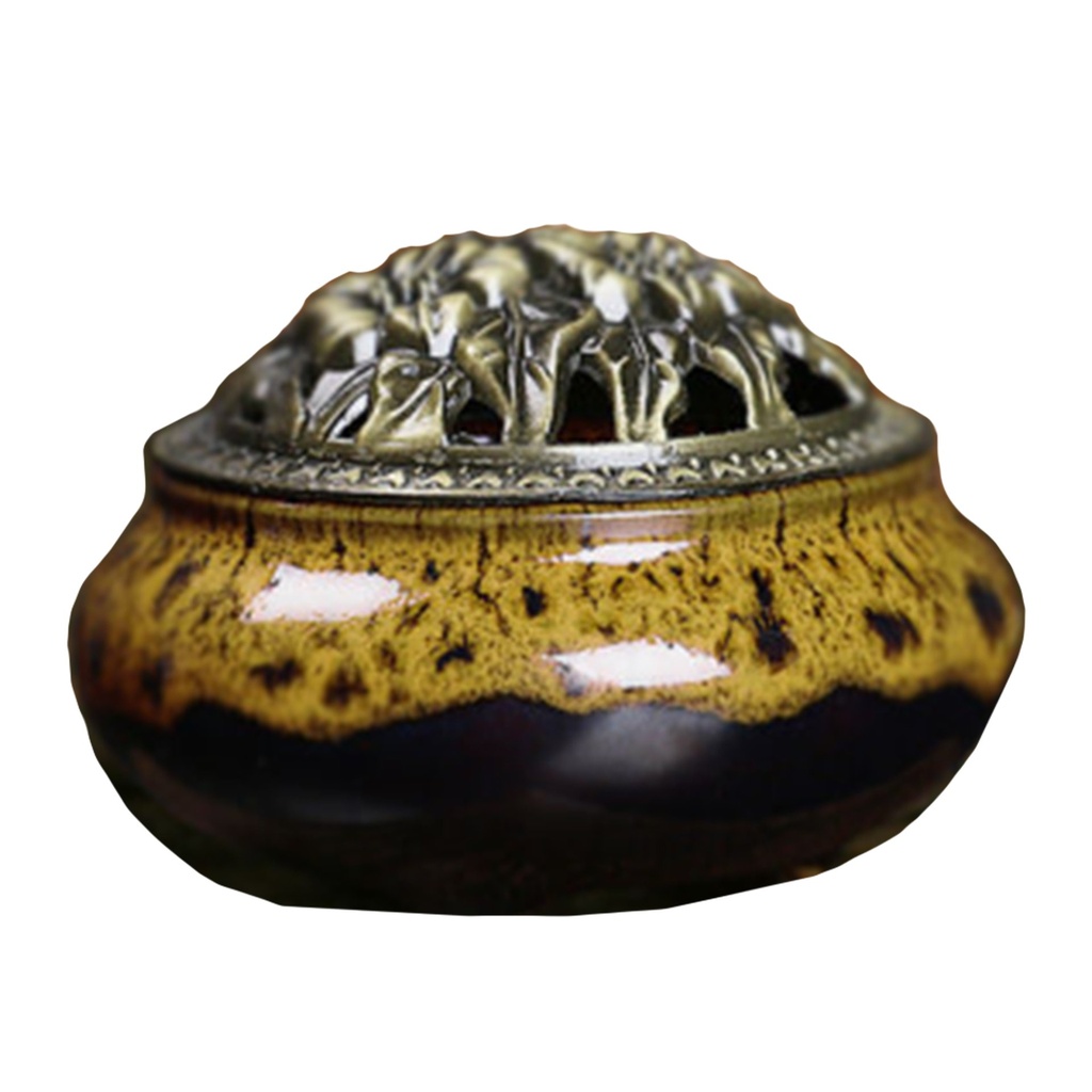 [31588] Yellow Ceramic Incense Burner Bowl – 3"