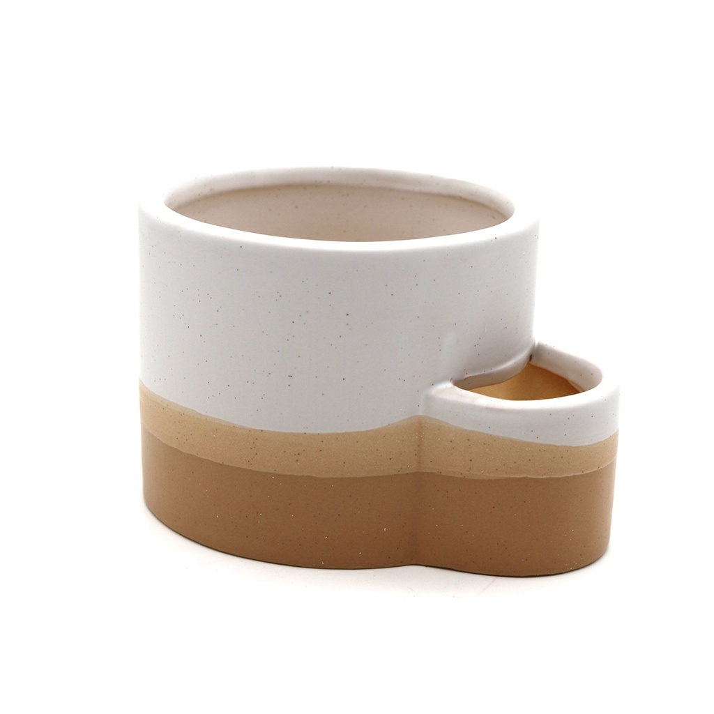 [31603] White & Brown Ceramic Sage & Palo Santo Holder w/ Match Slot