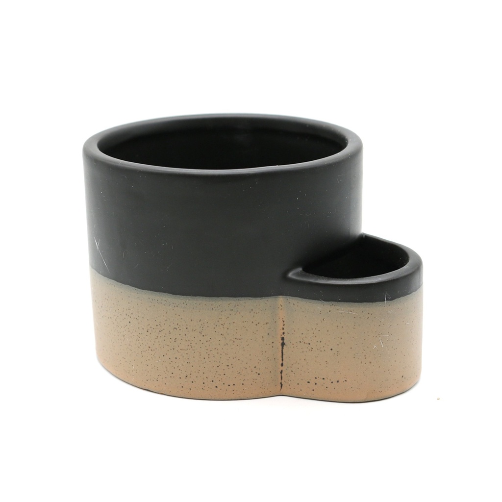 [31604] Black & Brown Ceramic Sage & Palo Santo Holder w/ Match Slot
